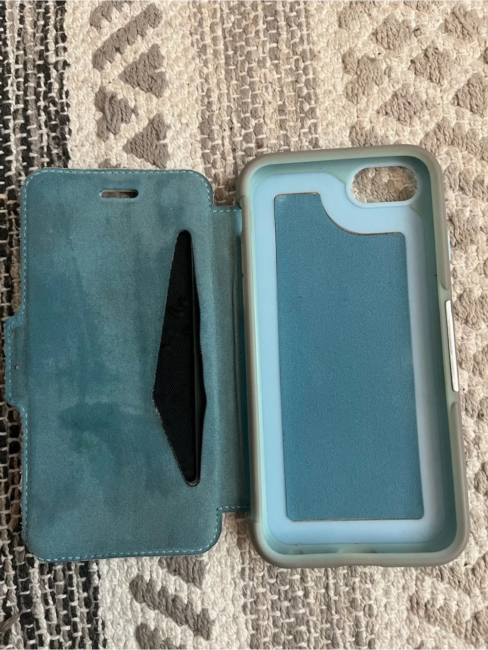 Apple Light Blue Textured Leather-Style Phone Case